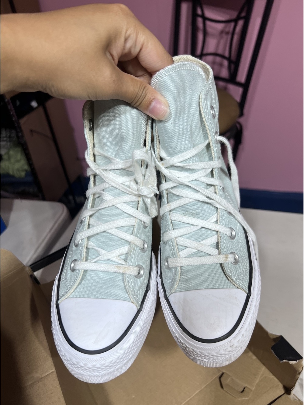 Converse Chuck Taylor All Star High Top Sneakers Light Blue Size 9 - Picture 2 of 7